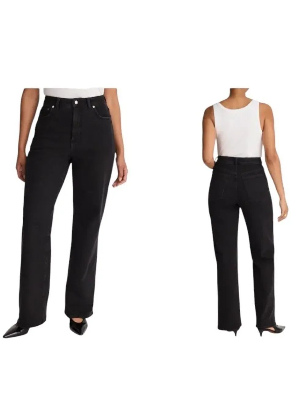 NWT Madewell Curvy Wide-Leg Jean Super Stretch Denim Black Frost Size 33